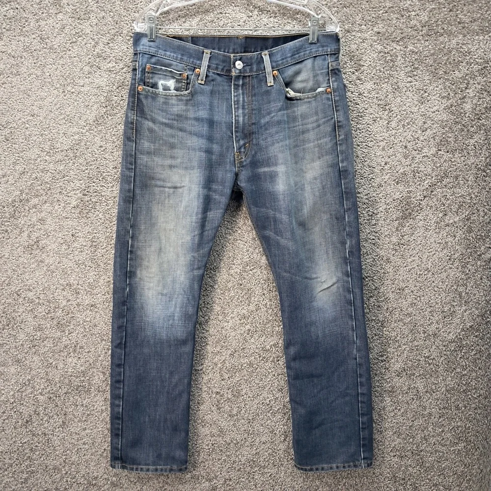 Levis 512 Slim Taper Mens Blue Denim Jeans 34x30 Medium Wash WaterLess 7002